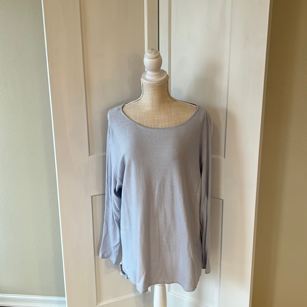 Michael Kors soft long sleeve light weight powder puff blue sweater.